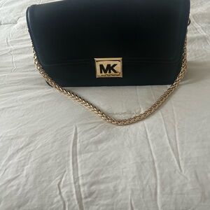 Michael Kors Black Clutch with Gold Chain